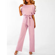 Elegante jumpsuit dames – chique wide leg jumpsuit met lace-up taille