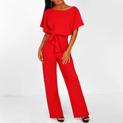 Elegante jumpsuit dames – chique wide leg jumpsuit met lace-up taille
