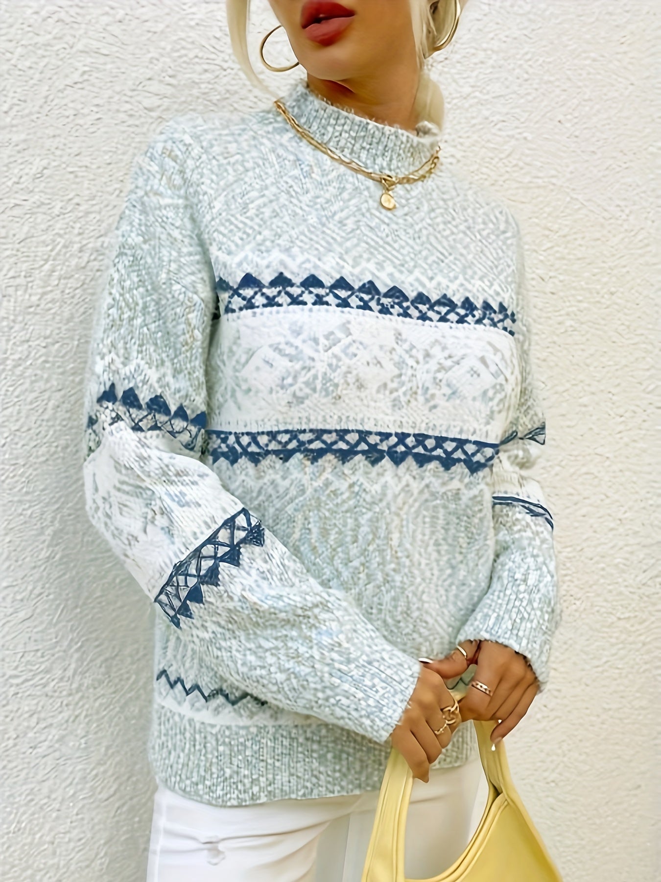 MALIE dames trui – warme Scandinavische wintertrui met stijlvol patroon