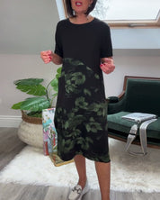 Patchworkjurk met Bloemenprint – Elegante Damesjurk met Ronde Halslijn
