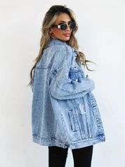 Fay oversized denim jack dames – warm spijkerjack met voering & zakken