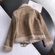 Bikerjas Dames met Imitatiebont | Oversized Suède Look & Taille-riem
