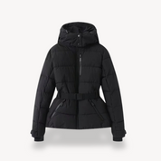 Loravelle dames pufferjas – gewatteerde winterjas met riem, capuchon & waterafstotende stof