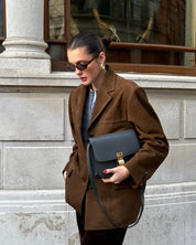 Bruine dames suède blazer – trendy oversized look