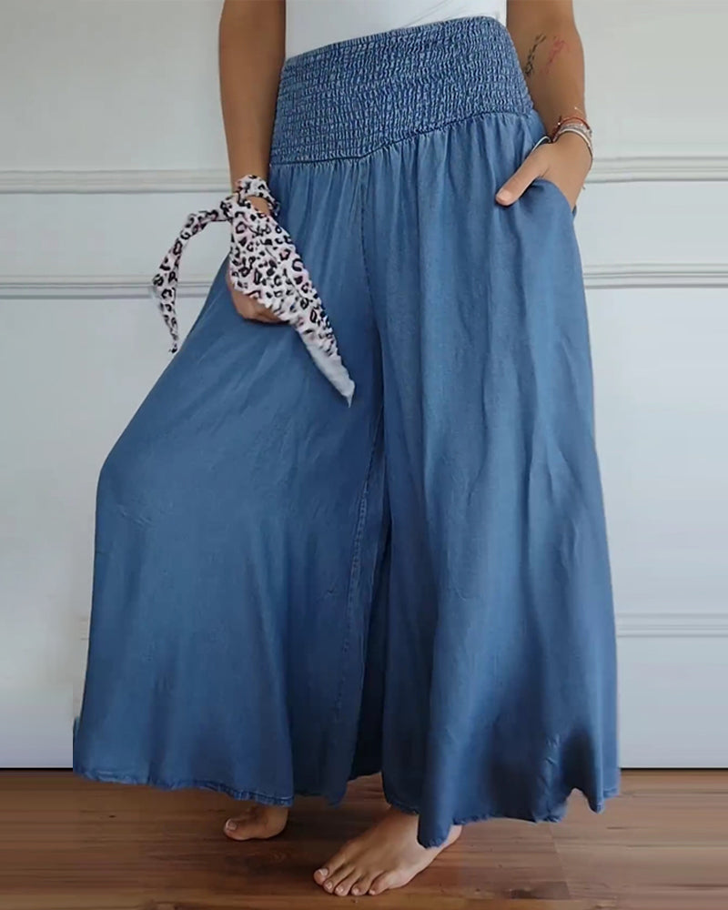 Irene – Comfortabele wijde damesbroek met hoge taille | Luchtige zomerbroek