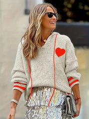 Marinth dames trui | Zachte knit met hartdetail | Casual pasvorm en randaccenten