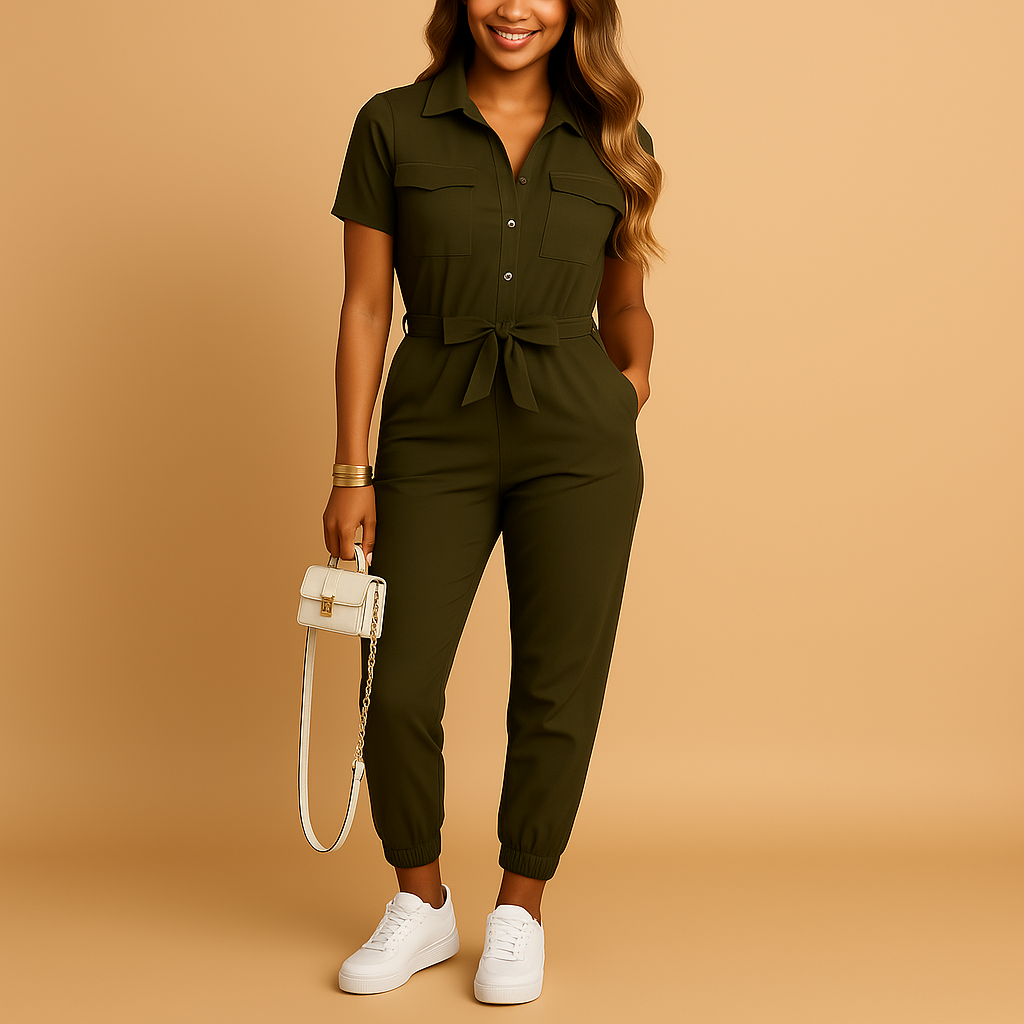 Getailleerde dames jumpsuit met knoopsluiting – flatterende one-piece voor werk of avond