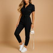 Elvira dames jumpsuit | Getailleerde one-piece met knoopsluiting | Elegante pasvorm
