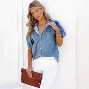 Clara denim overhemd dames – klassiek spijkeroverhemd met tijdloos design