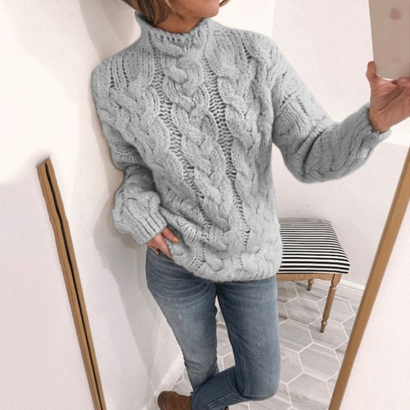 Grofgebreide herfsttrui Dames met Turtleneck – Zachte Warme Wintertrui