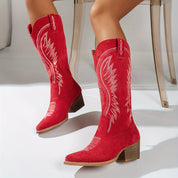 Elin Modieuze Dames Cowboylaarzen – Westernstijl Laarzen met Dikke Hak