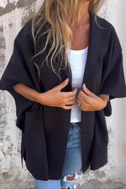 Oversized Cape Jas Dames – Losvallende Jas met Lichtgewicht Stof en Praktische Zakken