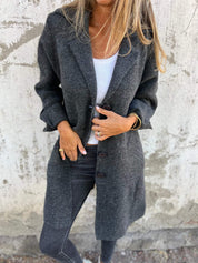 Isabella – Lange damesmantel met omslag | Stijlvolle katoenen jas voor lente & herfst