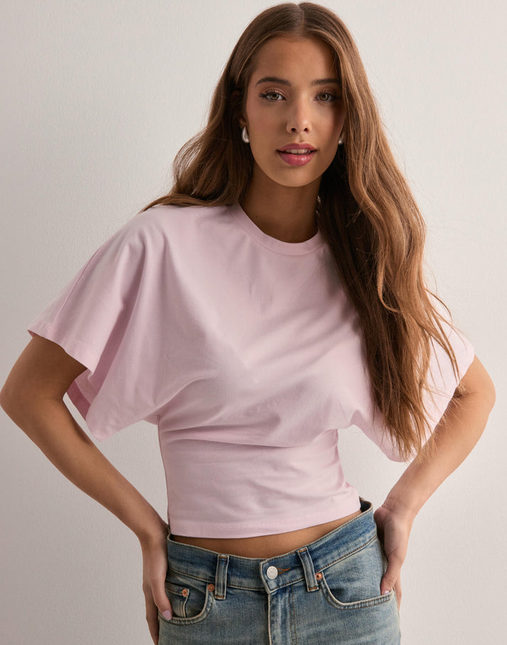 DAHLIA dames top – trendy wide sleeve T-shirt in katoenmix