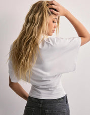 DAHLIA dames top – trendy wide sleeve T-shirt in katoenmix
