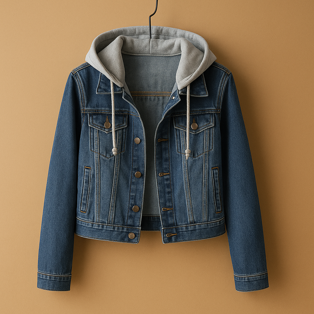 Denim jas dames met capuchon – Yara lichtgewicht zomerjas in blauw