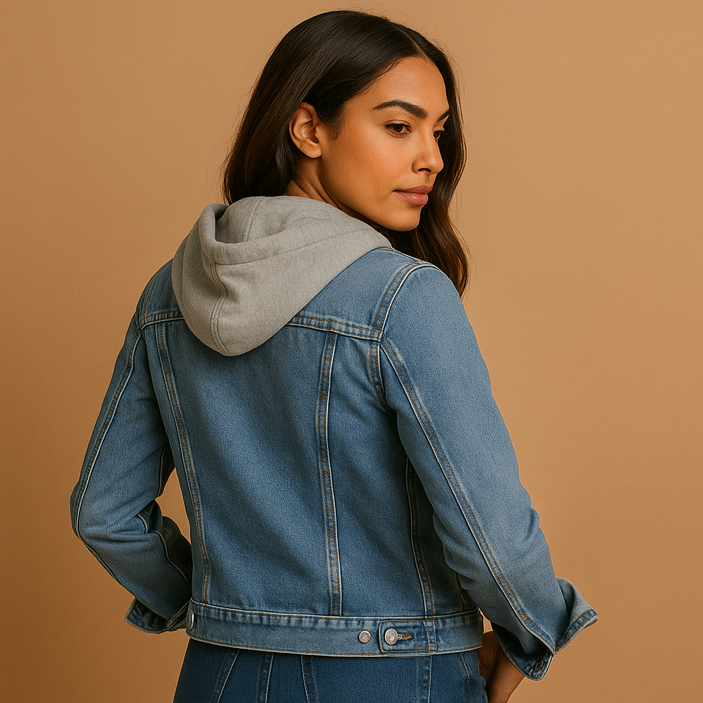Denim jas dames met capuchon – Yara lichtgewicht zomerjas in blauw