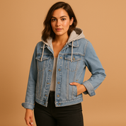 Denim jas dames met capuchon – Yara lichtgewicht zomerjas in blauw