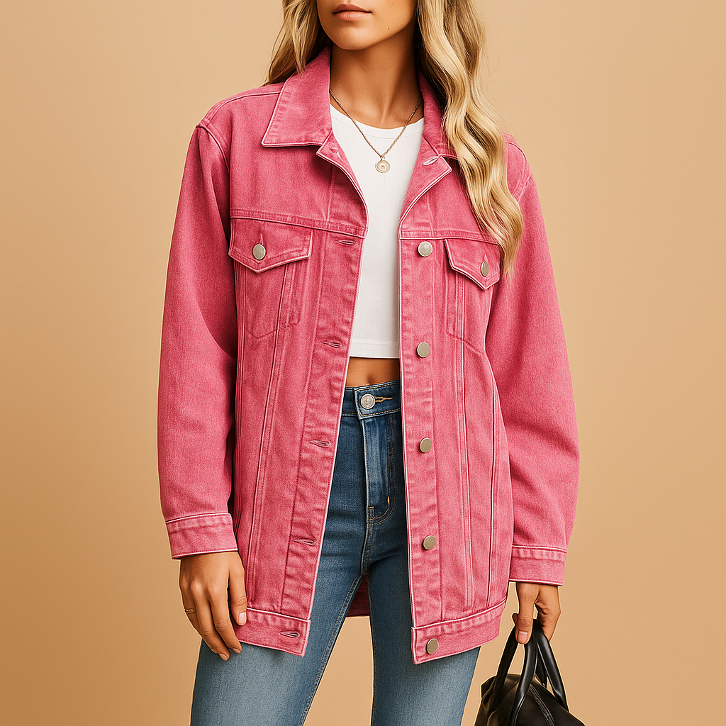 Lieke Denim Winterjas Dames – Warme Spijkerjas met Knoopsluiting & Trendy Pasvorm