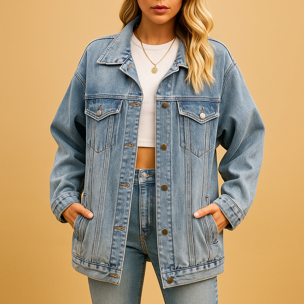 Lieke Denim Winterjas Dames – Warme Spijkerjas met Knoopsluiting & Trendy Pasvorm