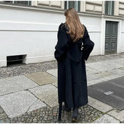 Inka dames winterjas – lange oversized wollen mantel met double-breasted design
