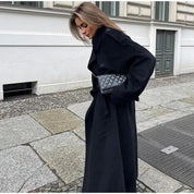 Inka dames winterjas – lange oversized wollen mantel met double-breasted design