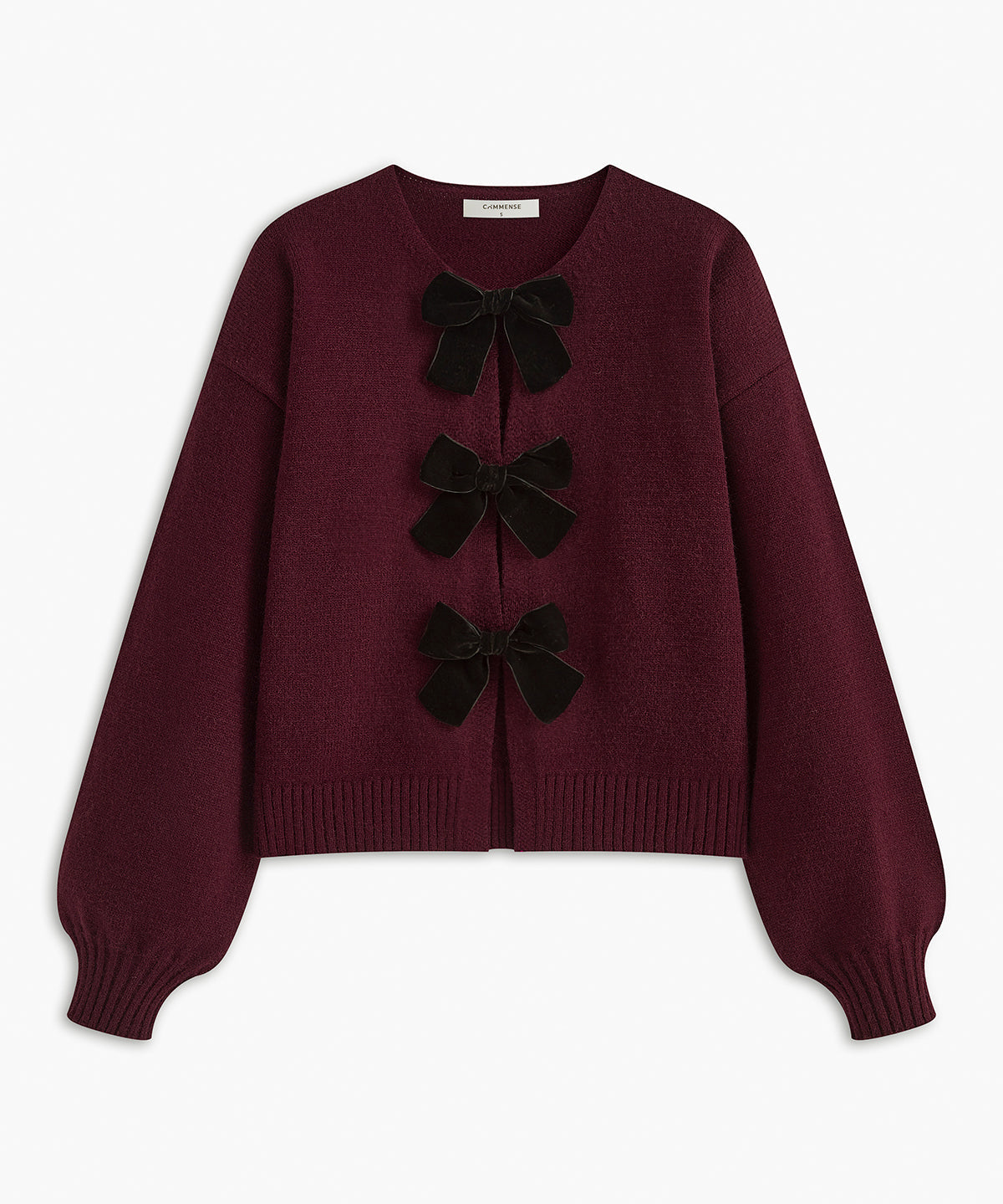 LUCILLE dames gebreide herfsttrui met velvet strik & lantern mouwen