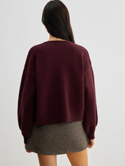 LUCILLE dames gebreide herfsttrui met velvet strik & lantern mouwen