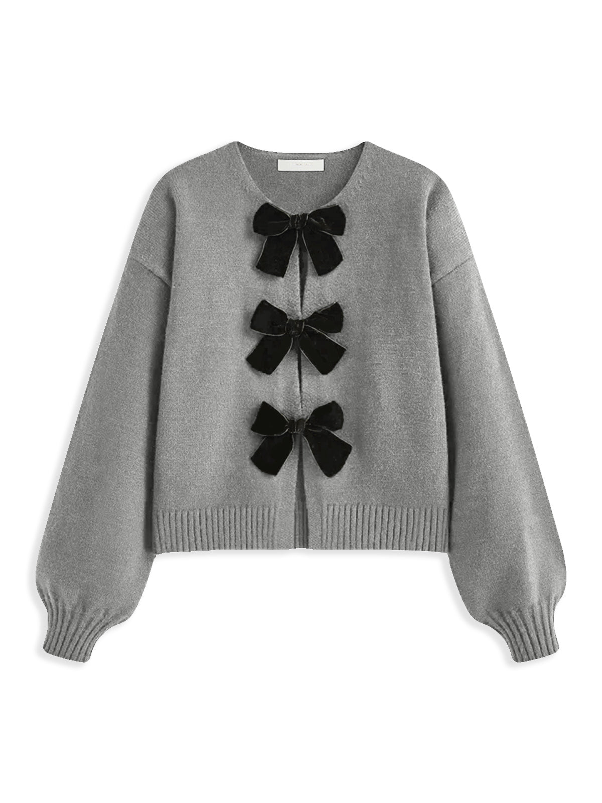 LUCILLE dames gebreide herfsttrui met velvet strik & lantern mouwen