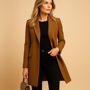 Lange dames winterjas trenchcoat – getailleerde beige jas met elegante look