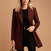 Lange dames winterjas trenchcoat – getailleerde beige jas met elegante look
