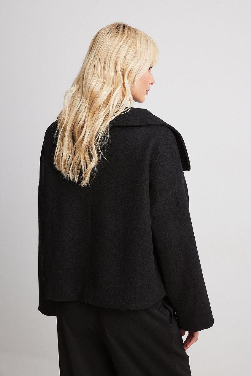 Elise korte oversized double-breasted wollen jas – warme wolblend & elegant design