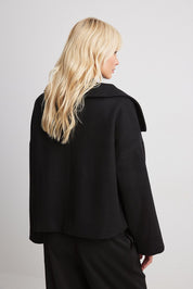 Elise korte oversized double-breasted wollen jas – warme wolblend & elegant design