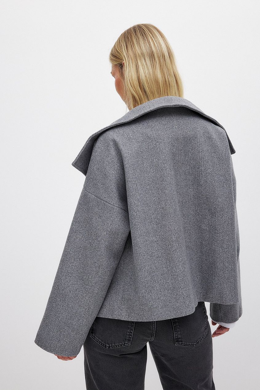 Elise korte oversized double-breasted wollen jas – warme wolblend & elegant design