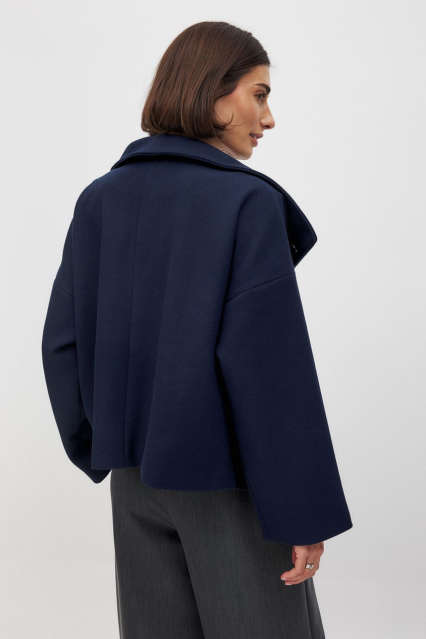 Elise korte oversized double-breasted wollen jas – warme wolblend & elegant design