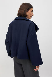 Elise korte oversized double-breasted wollen jas – warme wolblend & elegant design