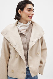 Elise korte oversized double-breasted wollen jas – warme wolblend & elegant design