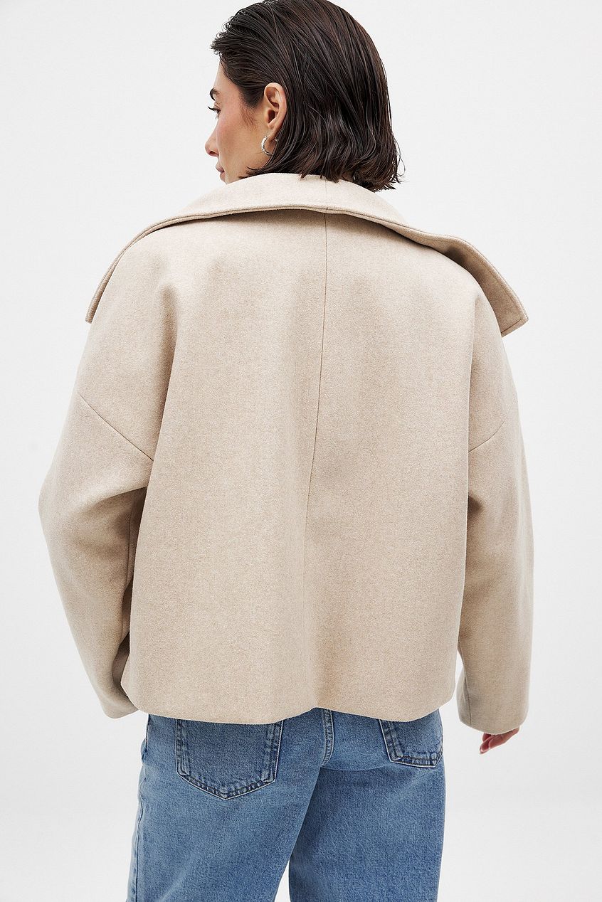 Elise korte oversized double-breasted wollen jas – warme wolblend & elegant design