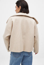 Elise korte oversized double-breasted wollen jas – warme wolblend & elegant design