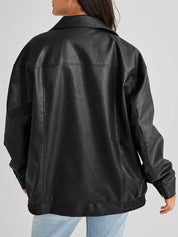 Oversized leren bomberjack dames – relaxed fit jas met rits en elastische boorden