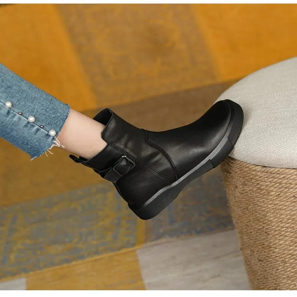 Vintage enkellaarsjes dames – retro laarsjes met blokhak en ronde neus