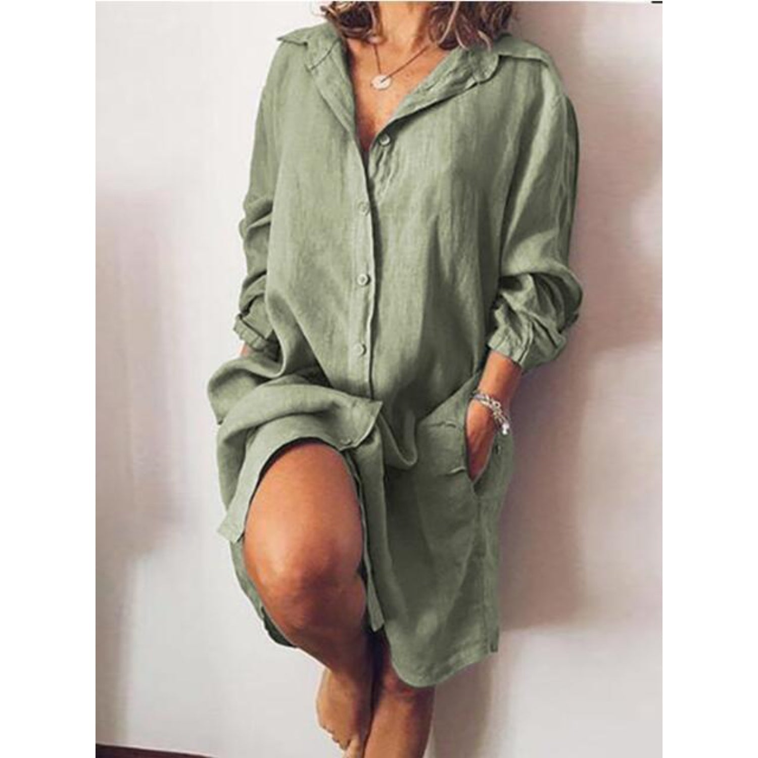 Marlene | Dames Lange Linnen Blouse | Elegante Lange Snit