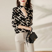 Dames Sweatshirt | Wolmix Breisel | Regular Fit | Col & Jacquard Patroon