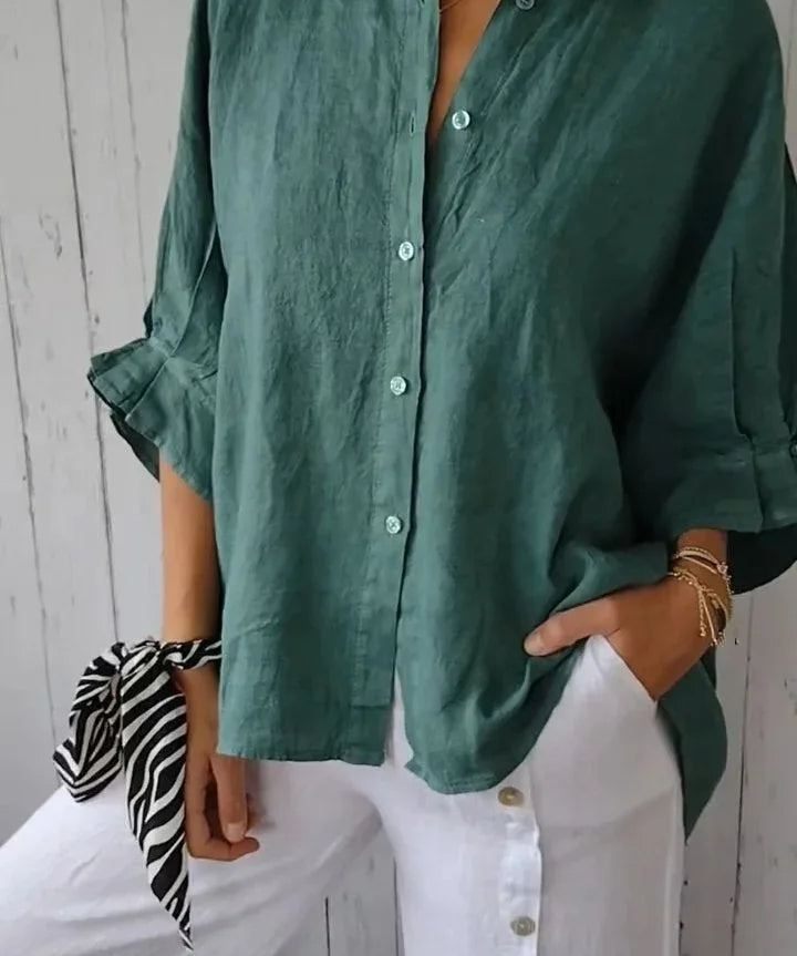 Sophie Linnen Damesblouse – Stijlvolle Blouse met Tijdloze Elegantie