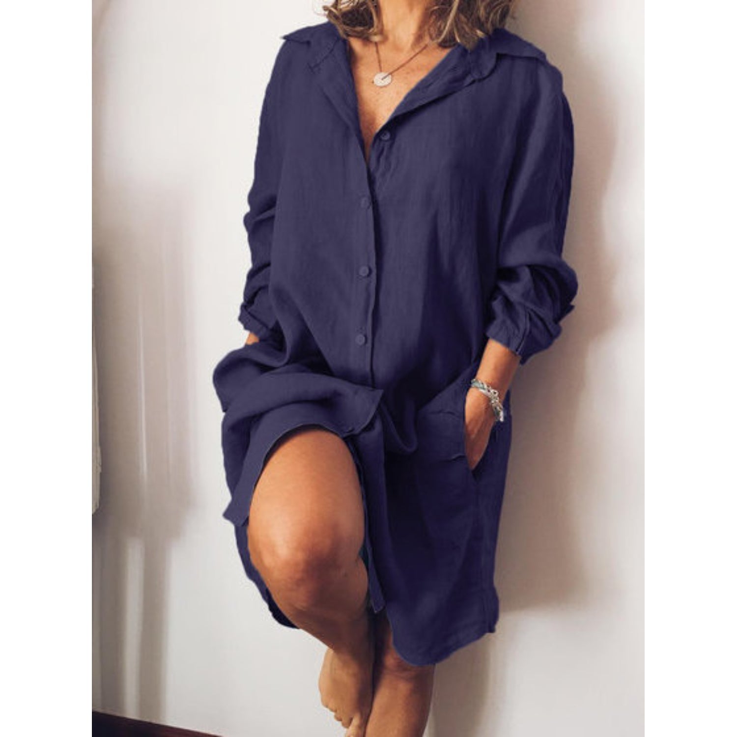 Marlene | Dames Lange Linnen Blouse | Elegante Lange Snit