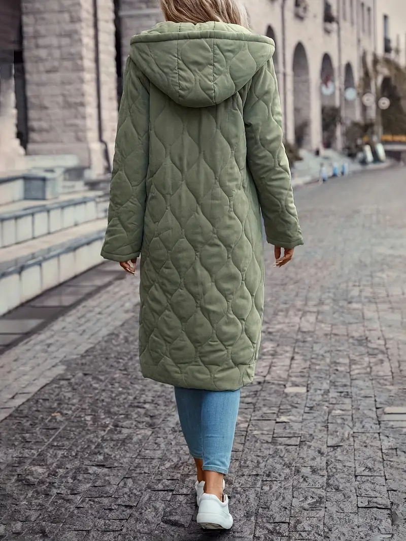 Dames Gewatteerde Jas | Lange Winterjas met Capuchon | Relaxte Pasvorm & Warm Gevoerd
