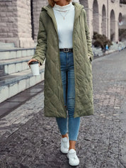 Dames gewatteerde katoenjas met capuchon – warme winterjas met comfortabele pasvorm