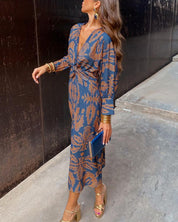 Boho maxi wrap jurk dames – casual chique overslagjurk met lange lengte