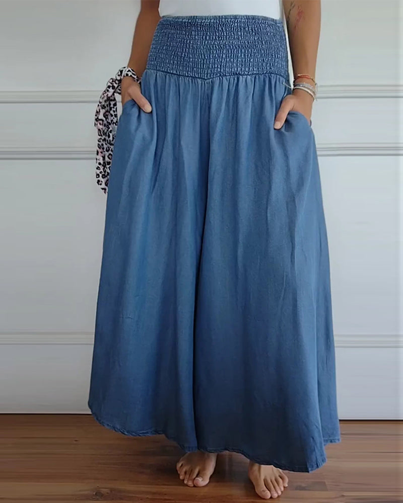 Irene – Comfortabele wijde damesbroek met hoge taille | Luchtige zomerbroek