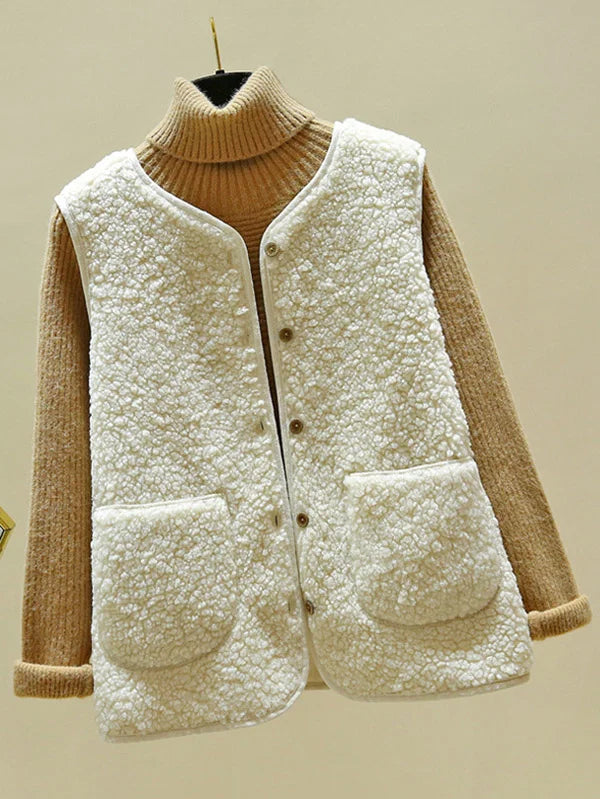 Nora dames vest | Warm mouwloos lamswollen vest | Stijlvol winter gilet
